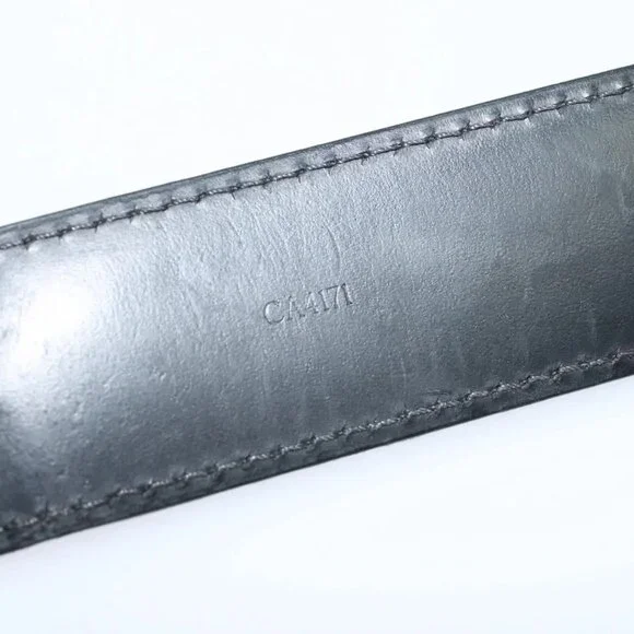 LOUIS VUITTON Belt Leather 29.9""""""""-34.3"""""""" Black Silver M9831 LV A... - Picture 12 of 16